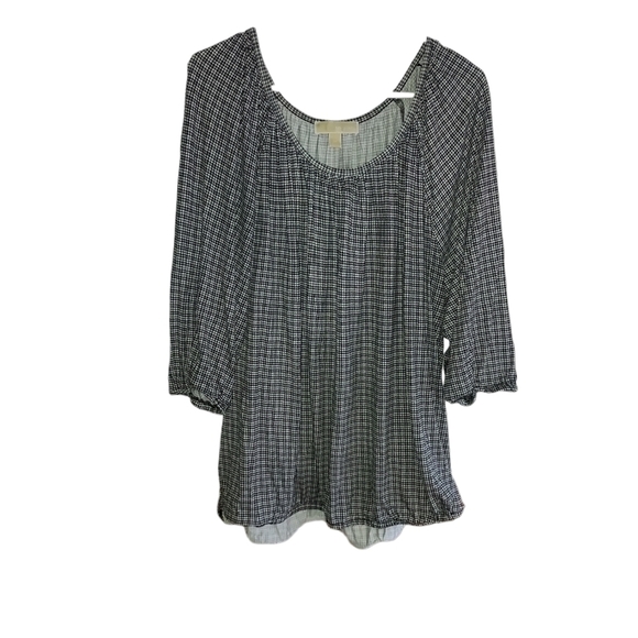 Michael kors plaid houndstooth print quarter sleeve top - Picture 3 of 5